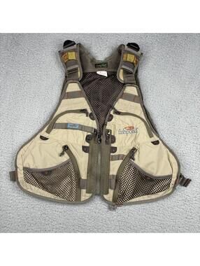 Fishpond Flint Hills Fly Fishing Vest Khaki Mesh Multi Pocket Outdoor Adjustable